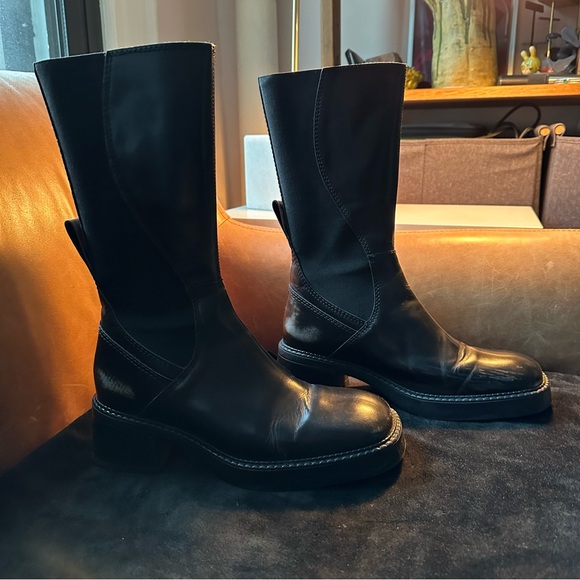 Miista Flabia E8 black leather distressed boots grunge 90s designer mid calf 40 - Picture 7 of 13